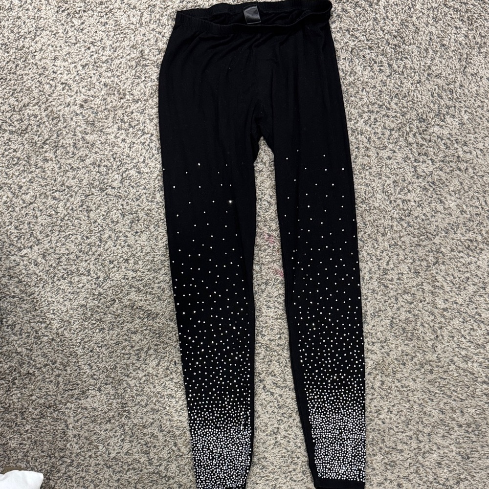 Black leggings with rhinestones
